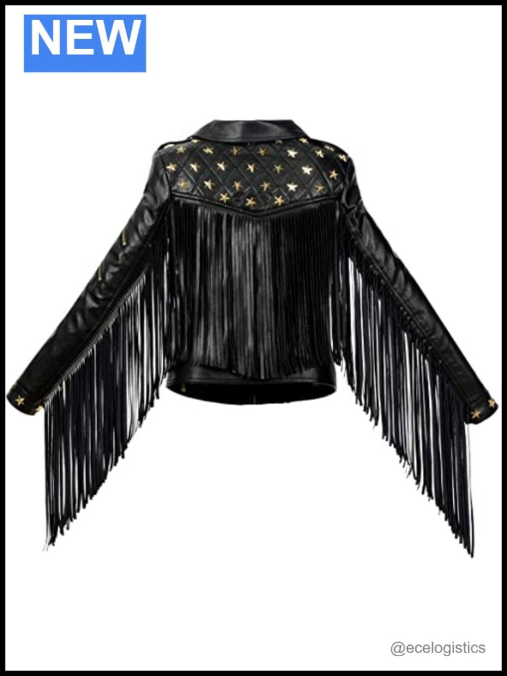 Women's Faux Leather Biker Jacket Tassel Rivets Streetwear Coat